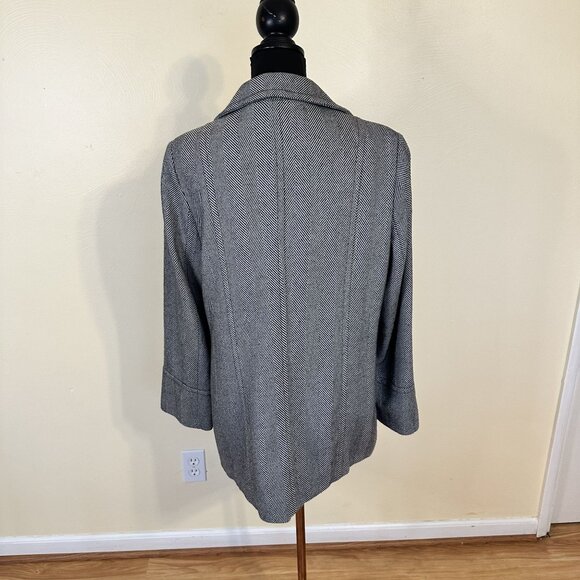Liz Claiborne Womens Herringbone Jacket Grey Button Front Coat Large Wool Blend - Picture 8 of 8